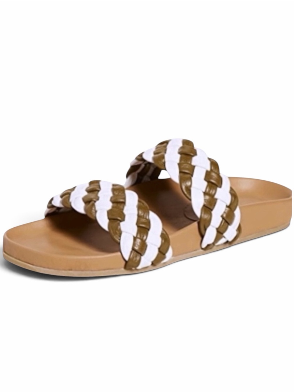 Rachel Comey Fletch Braided Leather Slide Sandal Olive White Sz 6 NWOT